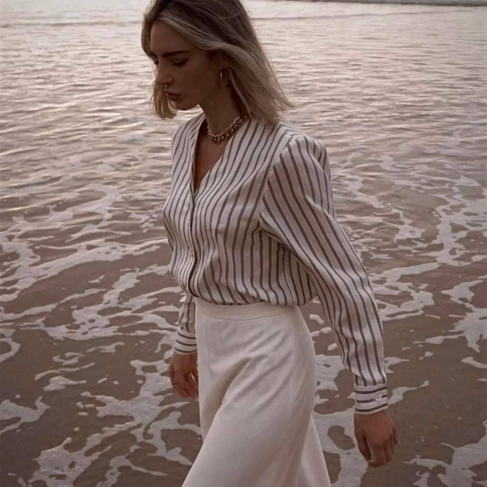 Vintage GUCCI 70’s Silk Striped Blouse